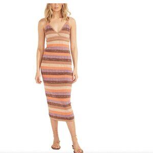 Auguste The Label Macey Crochet Linen Blend Knit Midi Dress Boho